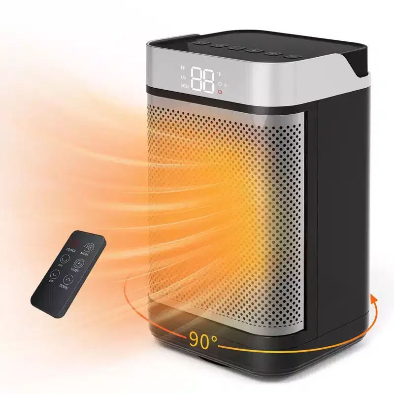 KikiBriz Space Heater,1500W Portable Electric Heaters for Indoor Use with Remote&Thermostat,4 Modes,12h Timer,90Oscillation,Digital Display