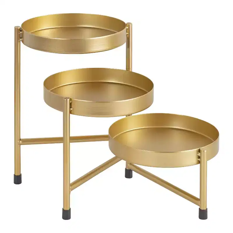 Kate and Laurel Finn Round Metal Tabletop Planter, 7.25x7.25x10, Gold