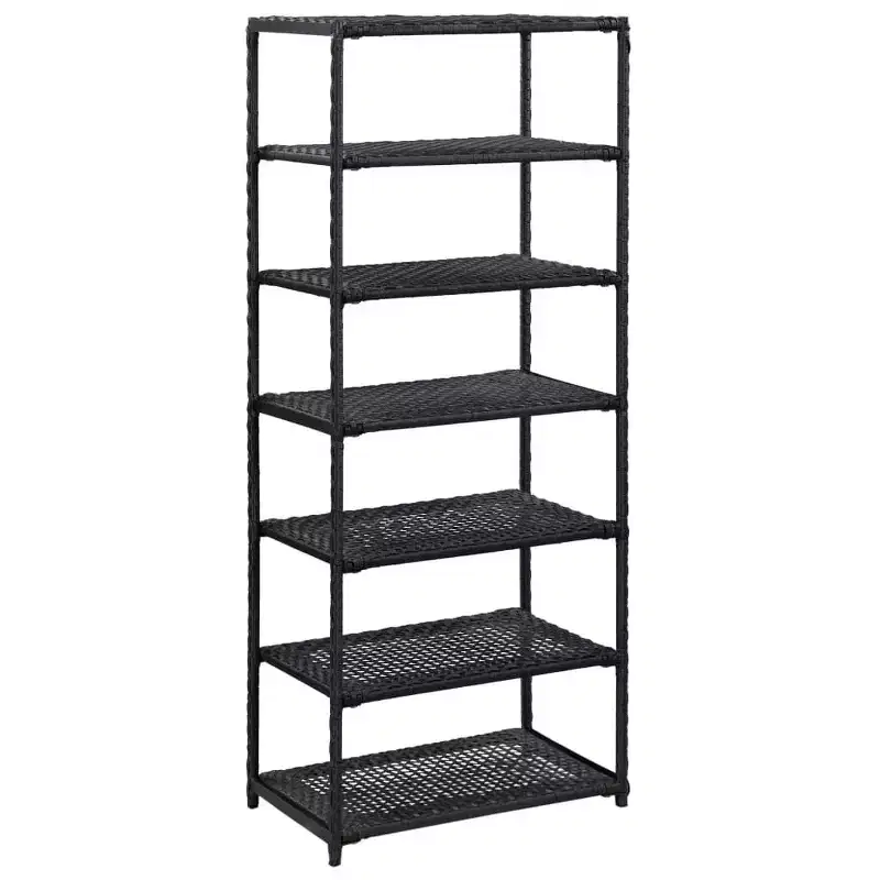 Shoe Rack Black Poly Rattan 19.7x11.8x47.2 in Lightweight - 47.2