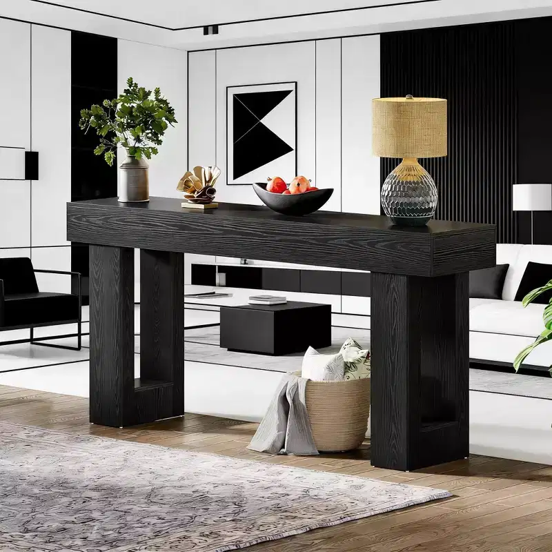 Wooden Sofa Table, 63-Inch Console Table For Entryway