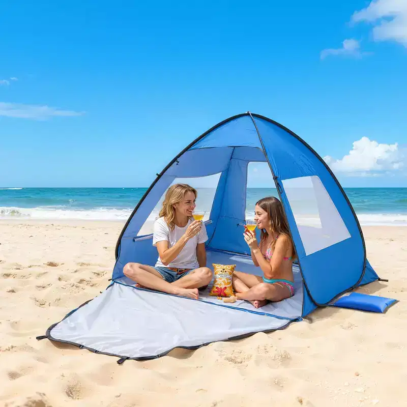 VEVOR Beach Tent Sun Shelter for 2 Person, UPF 50+ Protection, Portable Sun Shade Canopy with Carrying Bag & Sand Pockets, Lightweight ,Blue