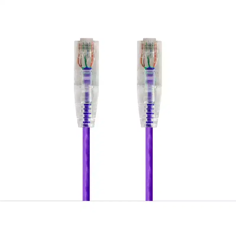 Monoprice Cat6 Ethernet Patch Cable - 10 feet - Purple, Snagless RJ45 Stranded 550MHz UTP CMR Riser Rated Pure Bare Copper Wire 28AWG - SlimRun Series