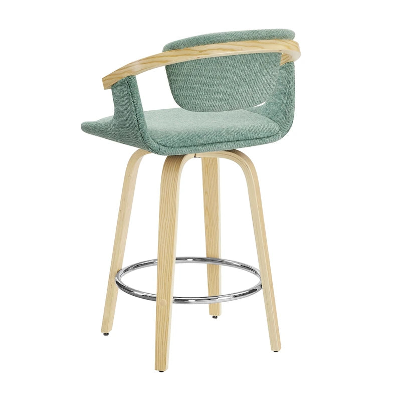 Art Leon Poplar Wood and Upholstered Swivel Barstool