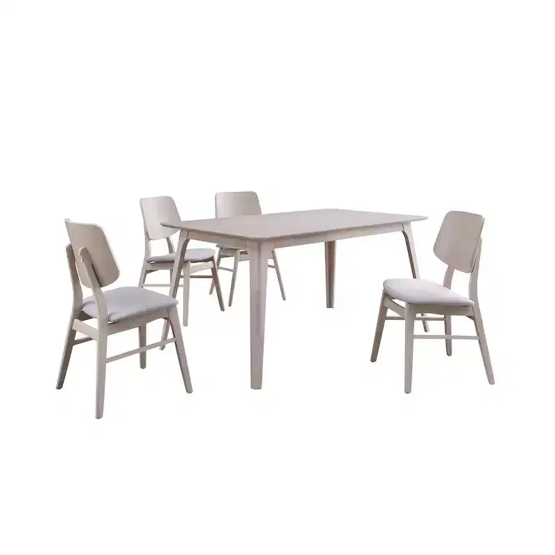 New Classic Furniture,Oscar 5-Piece Wood Dining Set, White Ash