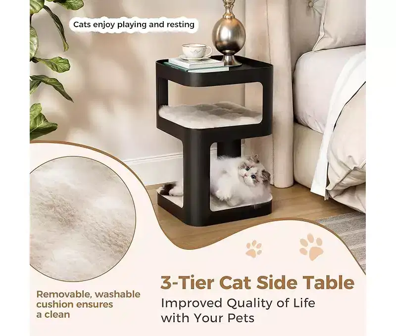 EUREKA ERGONOMIC, 3-Tier Cat Tower,Multi-Functional Side table, Black