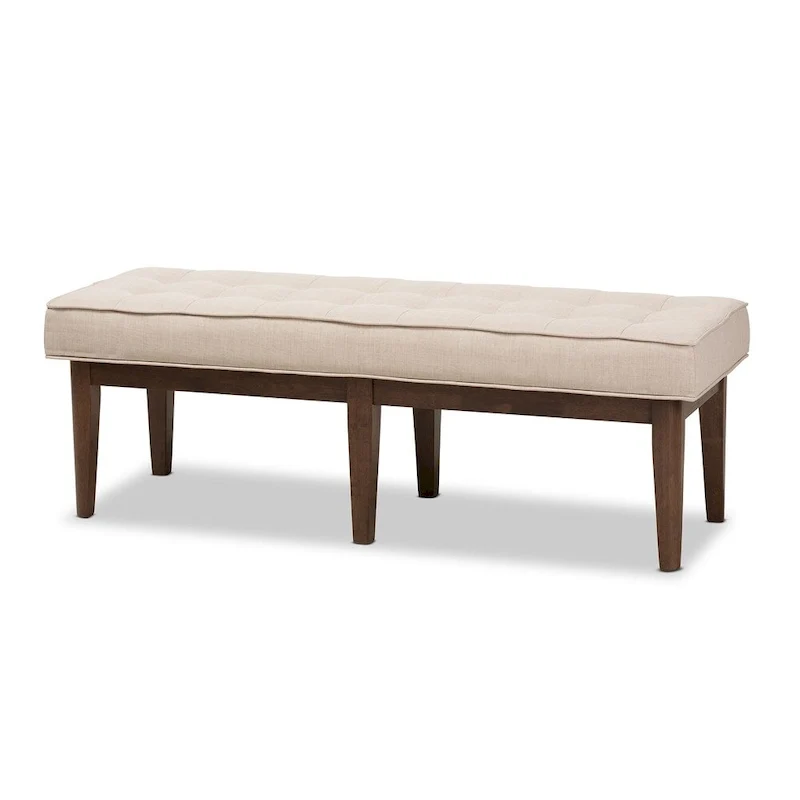 Mid-Century Button-Tufted Upholstered Bench