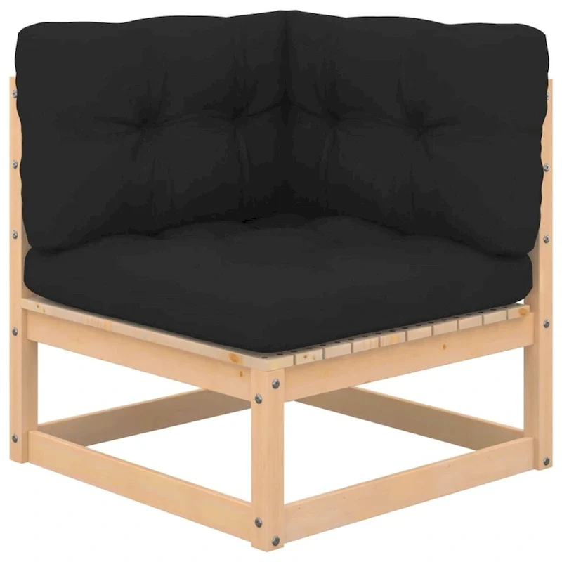 vidaXL Patio Furniture Outdoor Sectional Set with Cushions Solid Wood Pine