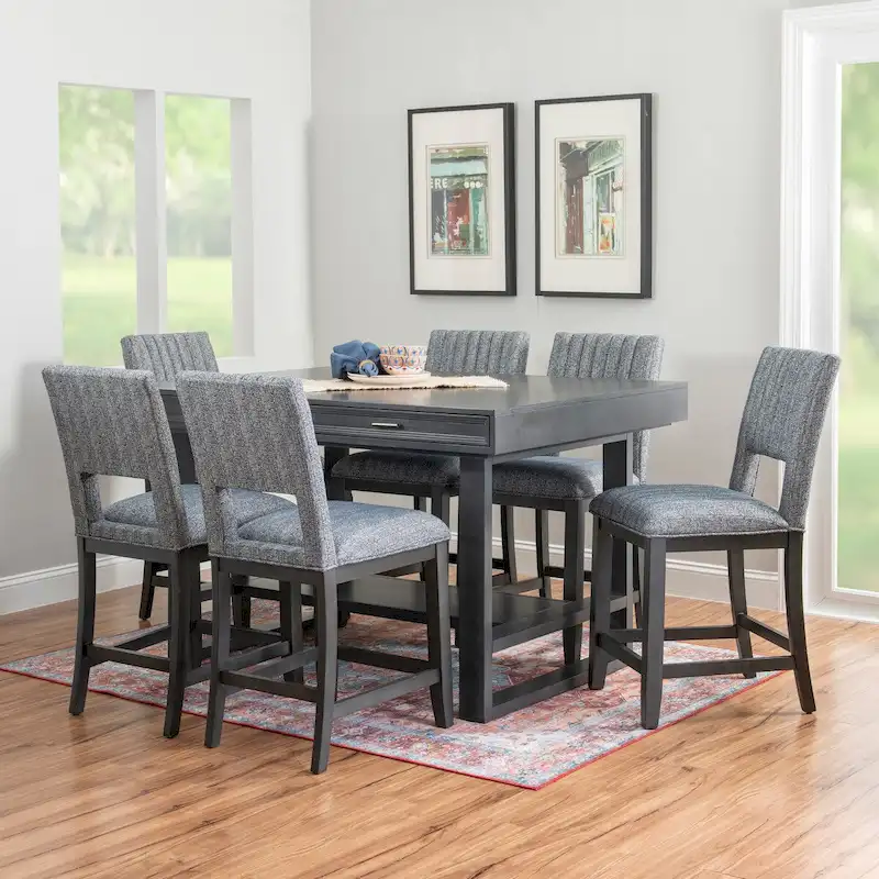 Wilson Grey Wooden 7-Piece Counter Height Dining Set