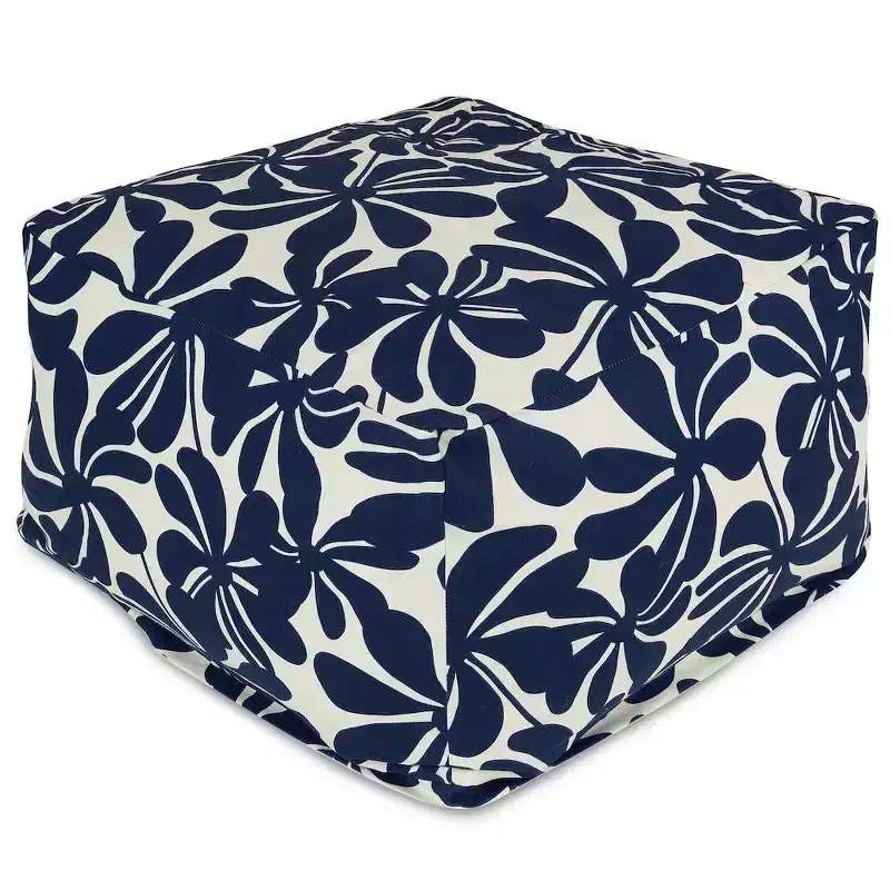 Square Ottoman Pouf 鈥?Plantation Pattern, 27x27x17, Removable Washable Cover