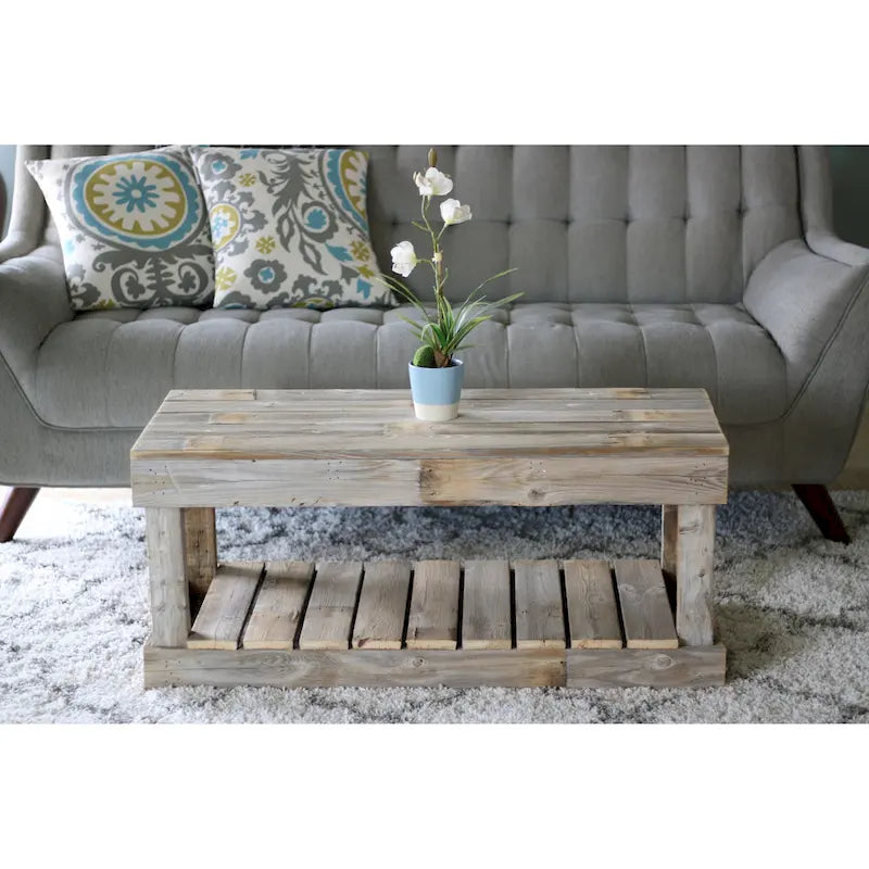 Handmade Slatted Bottom Reclaimed Wood Coffee Table