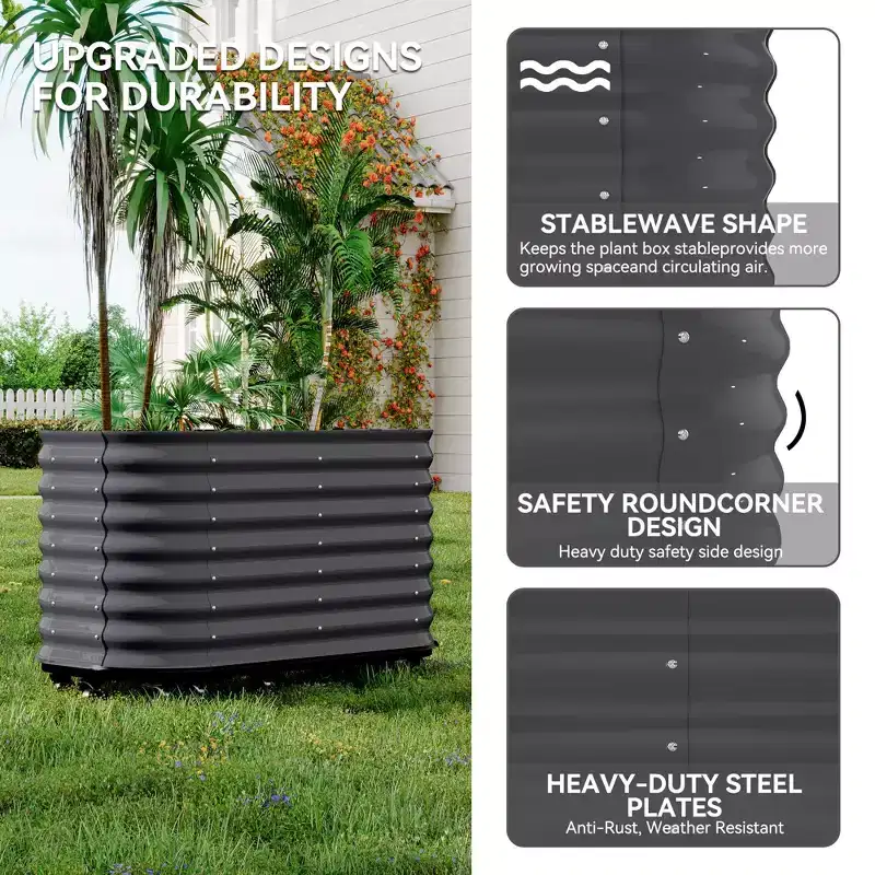 Elevated Raised Garden Bed & Mobile Planter Box with Wheels - Large Galvanized Self Watering Container for Vegetables Herbs Indoor Outdoor