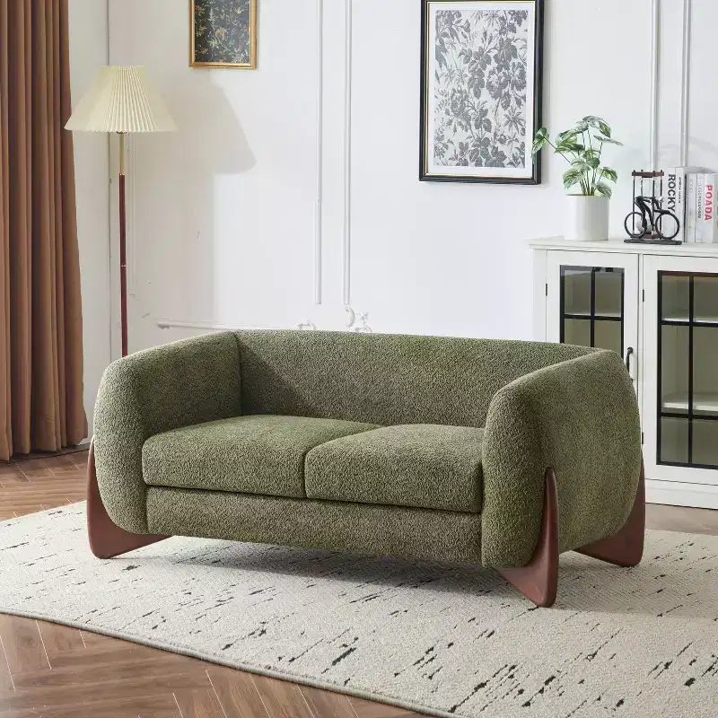 Christopher Knight Home James 63  Boucle Fabric Loveseat Green