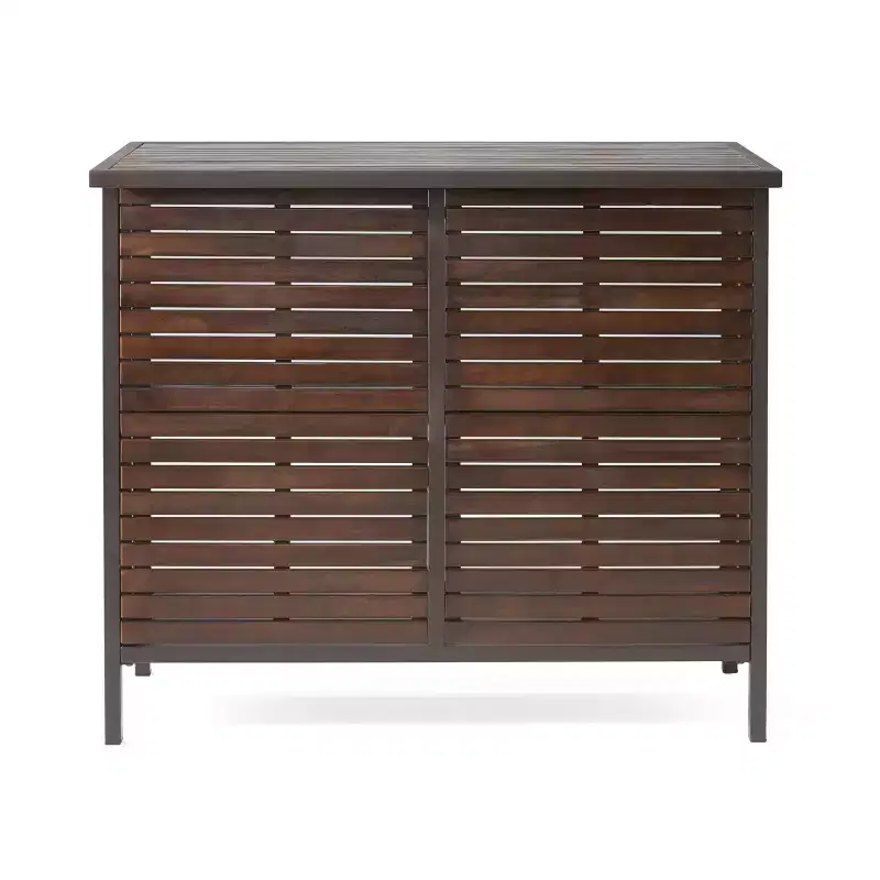 Christopher Knight Home Milos Outdoor Acacia Wood Bar Table, Dark Brown/Rustic Metal