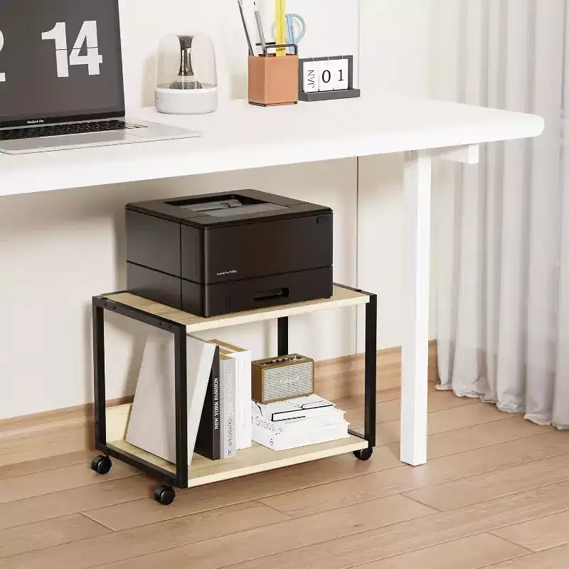 2 Tier Rolling Printer Stand with Storage