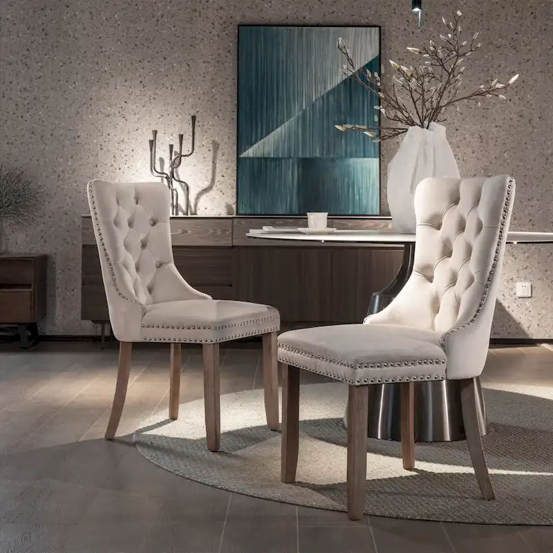 Velvet Upholstered Dining Chair 2-Pcs Set