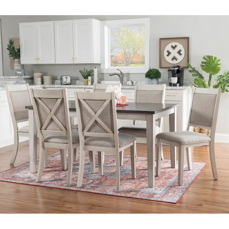 McKee 7-piece White Farmhouse Dining Set