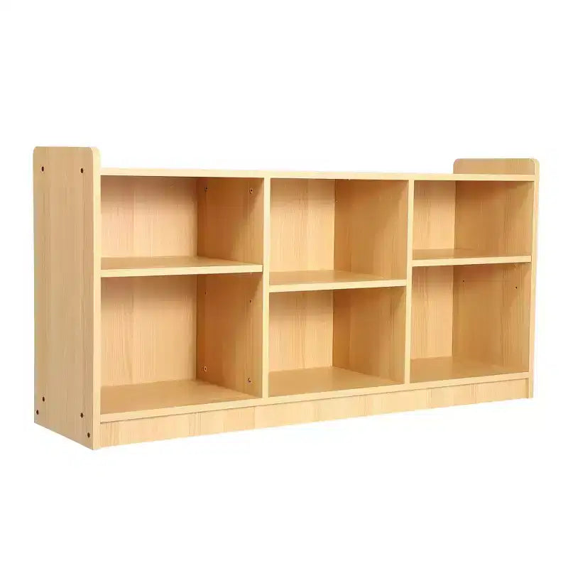 Montessori 6-Compartment Toy & Book Organizer with Adjustable Dividers, Natural Finish Kids' Playroom & Classroom Shelf