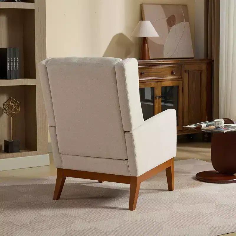 Modern High Back Accent Chair �C Solid Wood Frame, Upholstered