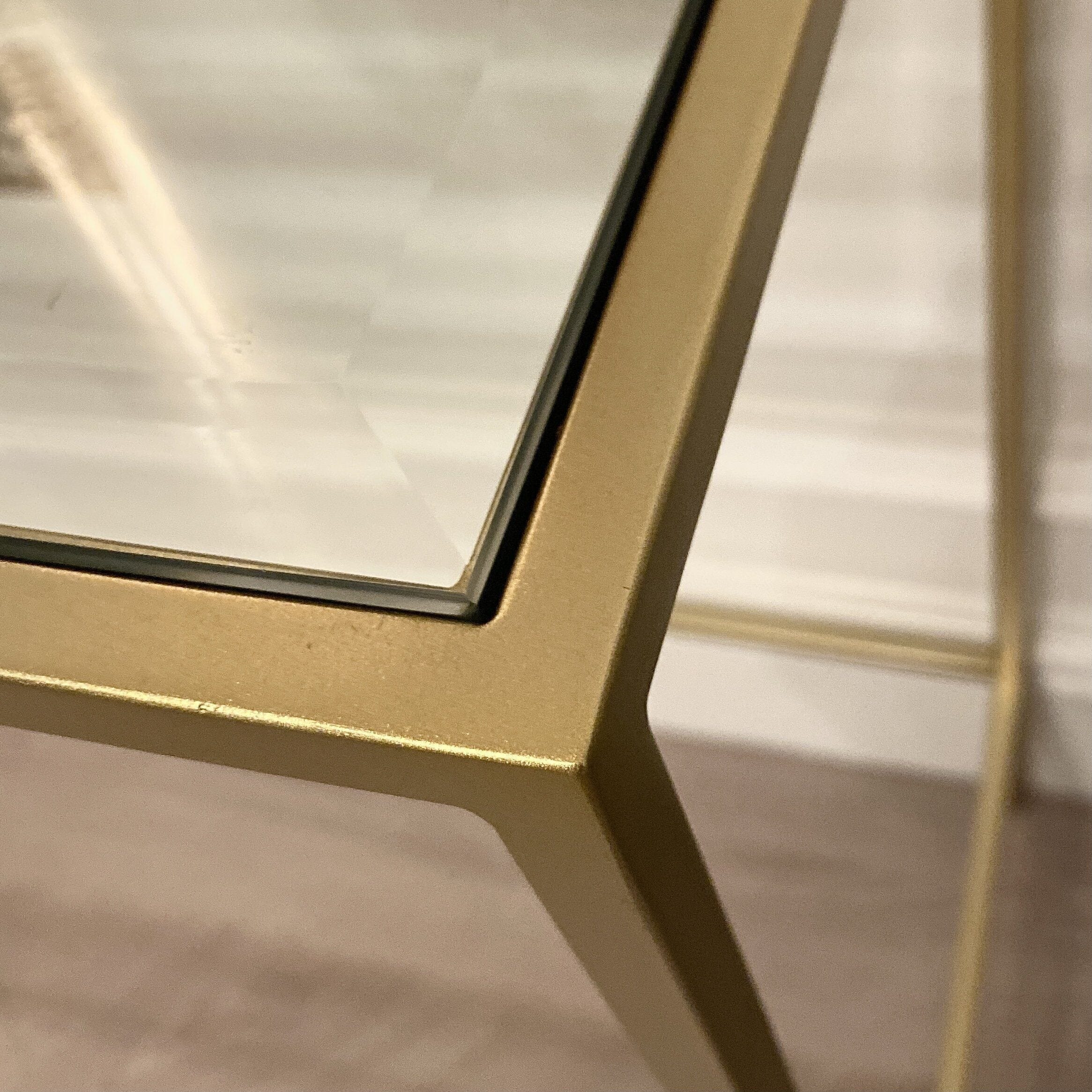 Champagne Console Table with Glass Top