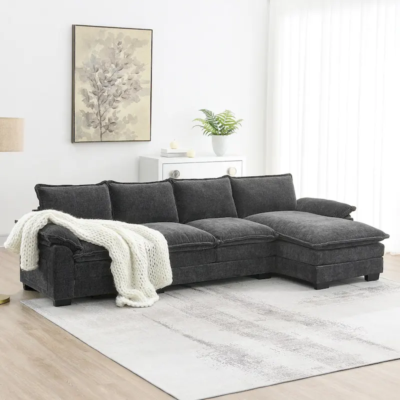 Modern L-shaped Cloud Sofa with Chaise Lounge