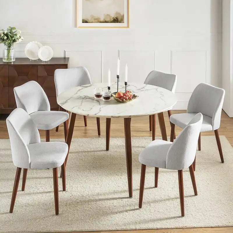 Melisa Upholstered Solid Wood Dining Chair Set of 6 by HULALA HOME