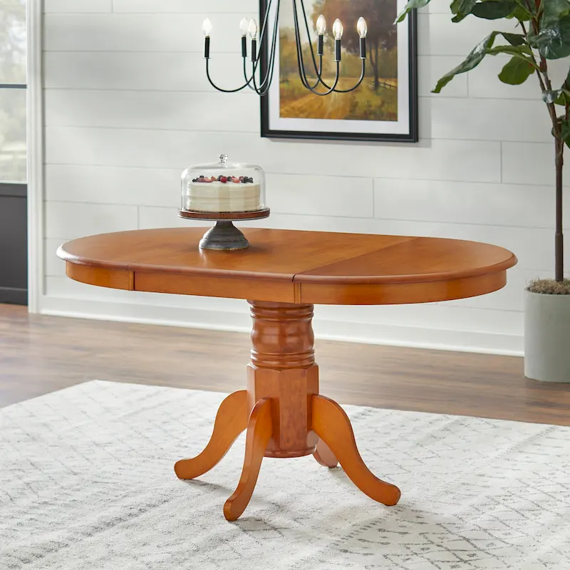 Farmhouse Solid Wood Dining Table with Extension Leaf