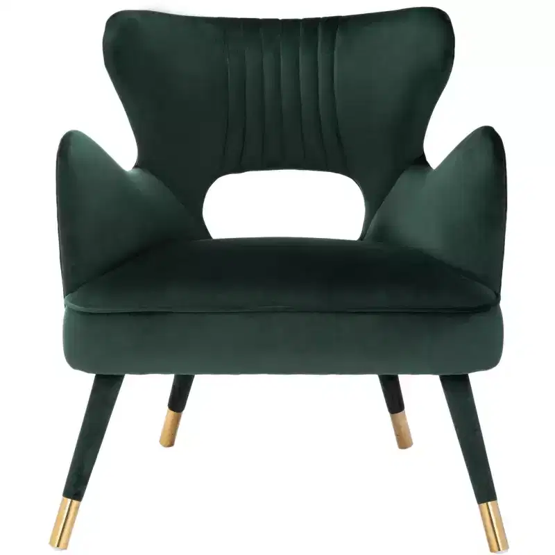 Forest Green / Shale / Slate Blue & Gold Wingback Accent Chair 鈥?Velvet, Single Seat