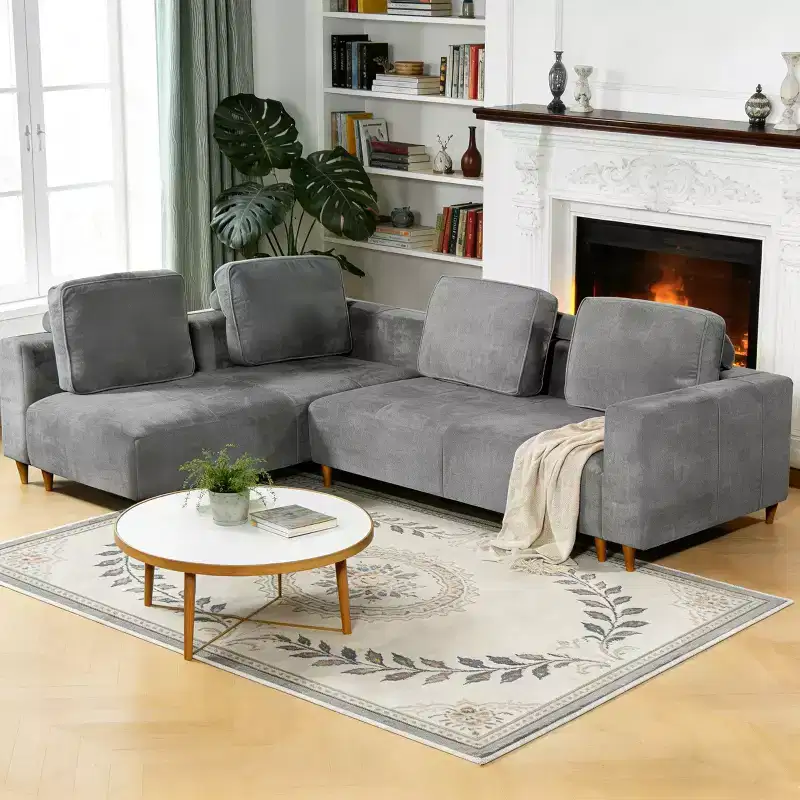 Christopher Knight Home Ysolina Modern 109 4-Seater L-Shape Convertible Upholstered Sectional Sofas
