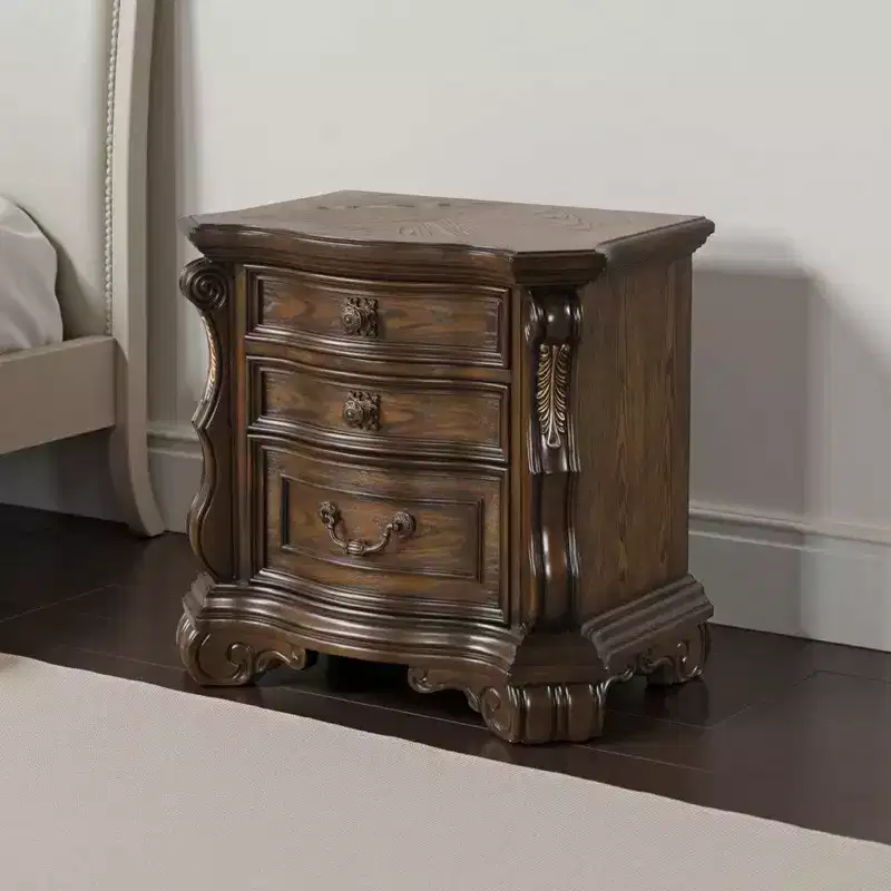 31 Traditional Nightstand with 2 Drawers & USB A/C Charging 鈥?Dark Brown Hardwood