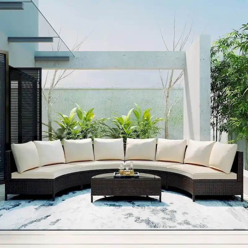 5 PCS U Shape Outdoor Patio Furniture Set