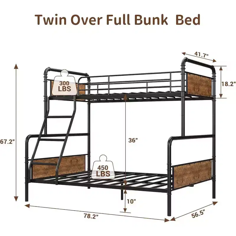 Retro-Colored Metal Twin Over Full Bunk Bed