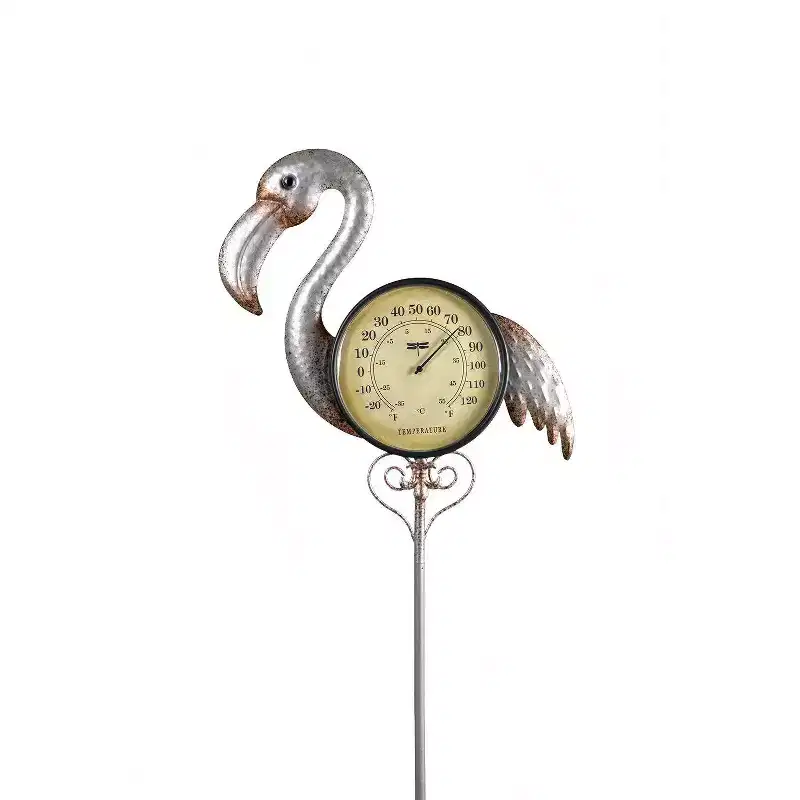 Poolmaster Outdoor Thermometer Garden Stake - Flamingo