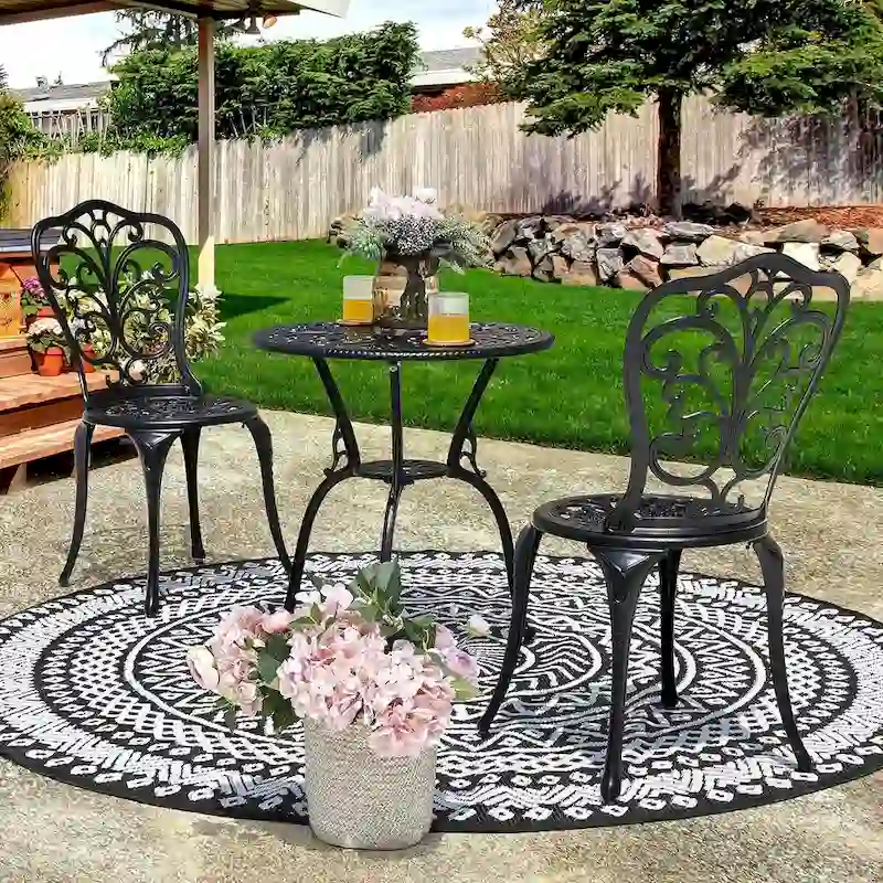 Outdoor Bistro Table Set, All Weather Cast Aluminum Patio Sets