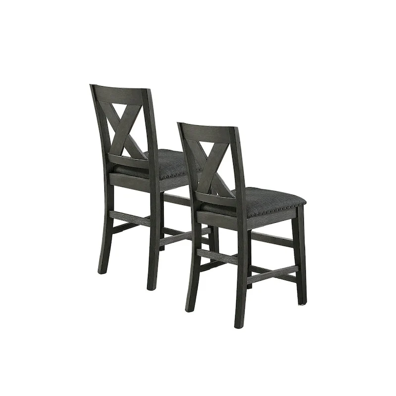 Counter Height Dining Chairs with X-Back Design, Set of 2 �C Dark Grey