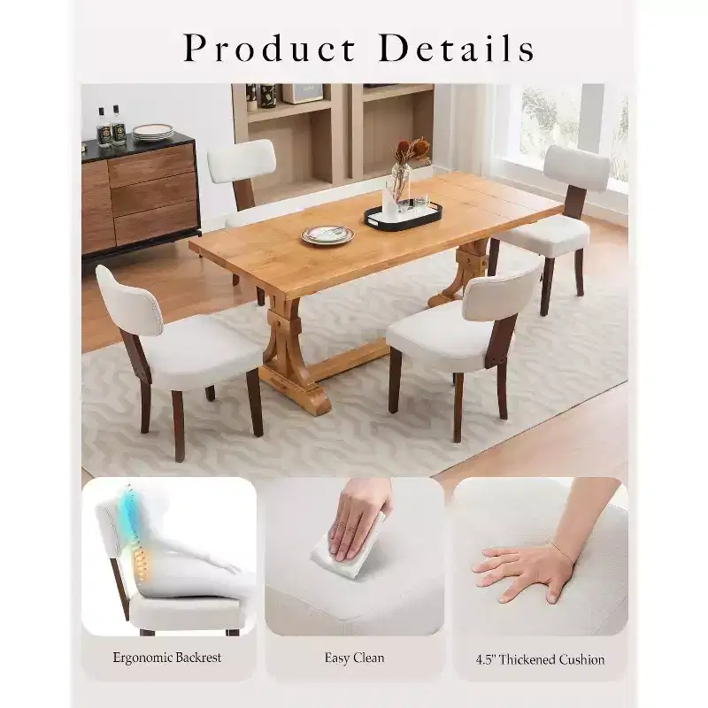 Modern Fabric Dining Chairs with Hardwood Frame & Nailhead Trim �C Set of 2