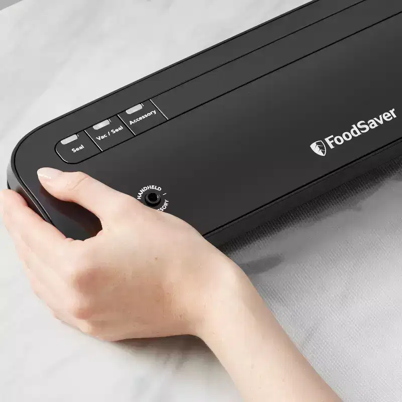 FoodSaver Space-Saving Vacuum Sealer with Bags and Roll Black: Compact Food Savers Vacuum System, Plastic & Metal