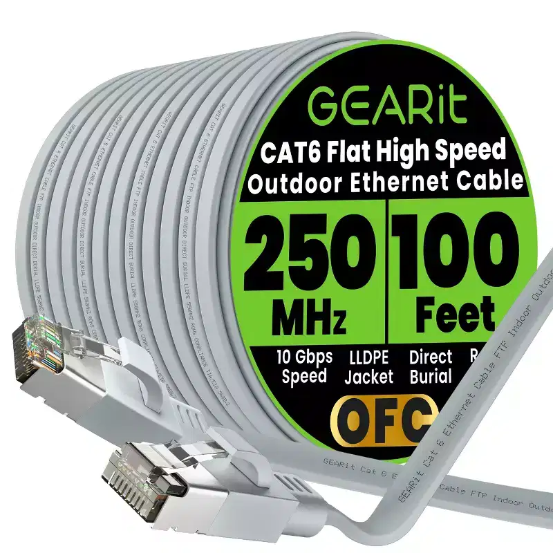 GEARit Gray Cat6 Flat Outdoor Ethernet Cable