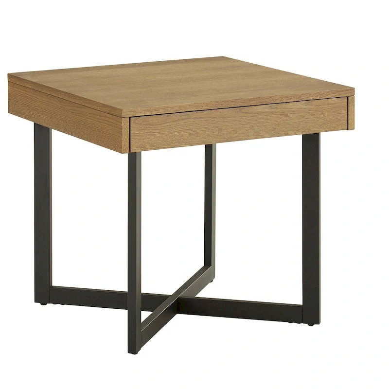 Wood Finish End Table with One Drawer