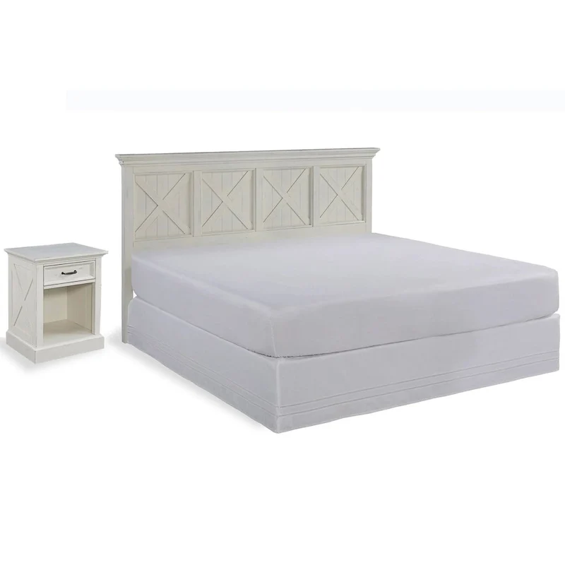 Seaside Lodge Off-White 2-Piece King Headboard and Nightstand Set by homestyles