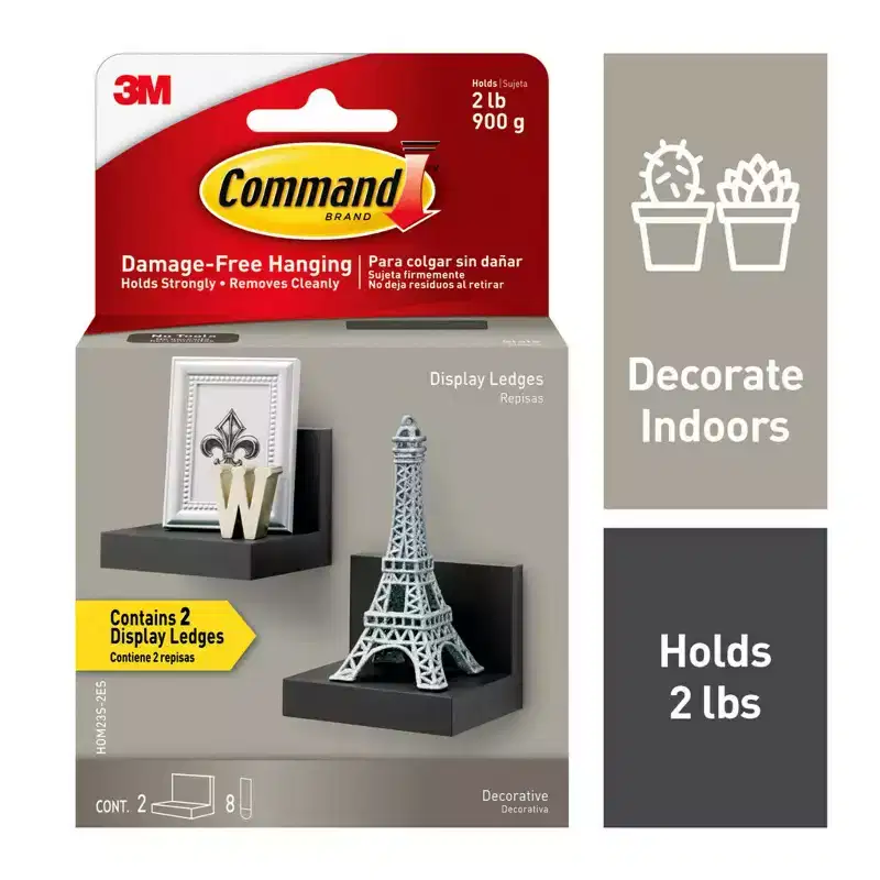 Command Set of 2 Damage-Free Hanging Display Ledges with 8 Medium Strips