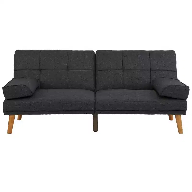 Adjustable Tufted Loveseat Sleeper Sofa �C Linen, Wooden Legs, 180,3 cm, 2-Seater