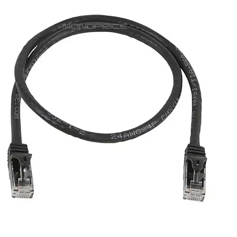 Monoprice Cat5e Ethernet Patch Cable - 2 Feet - Black | Network Internet Cord - Snagless RJ45, Stranded, 350Mhz, UTP, Pure Bare Copper Wire, 24AWG -