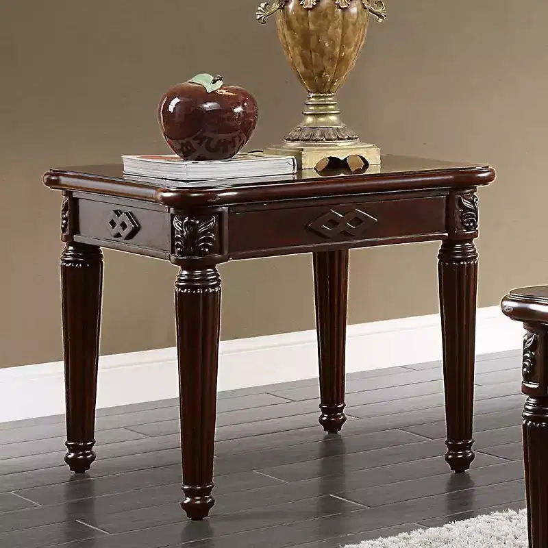 Brown Square Accent Side Table, Wood, Single
