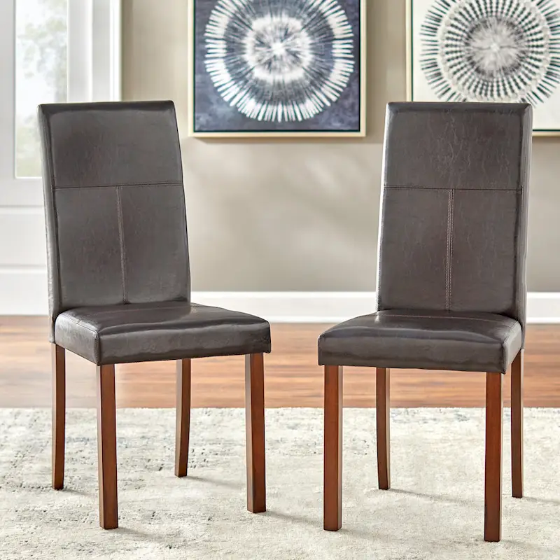 Parson Dining Chair, Faux Leather, Set of 2