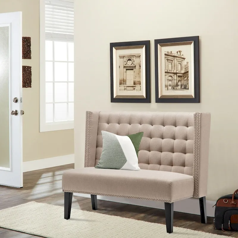 Settee couch,Modern Loveseat Settee Bench Sofa 2-Seat Sofa Couch Tufted Love Seat Dining Bench with Nail Head for Living Room