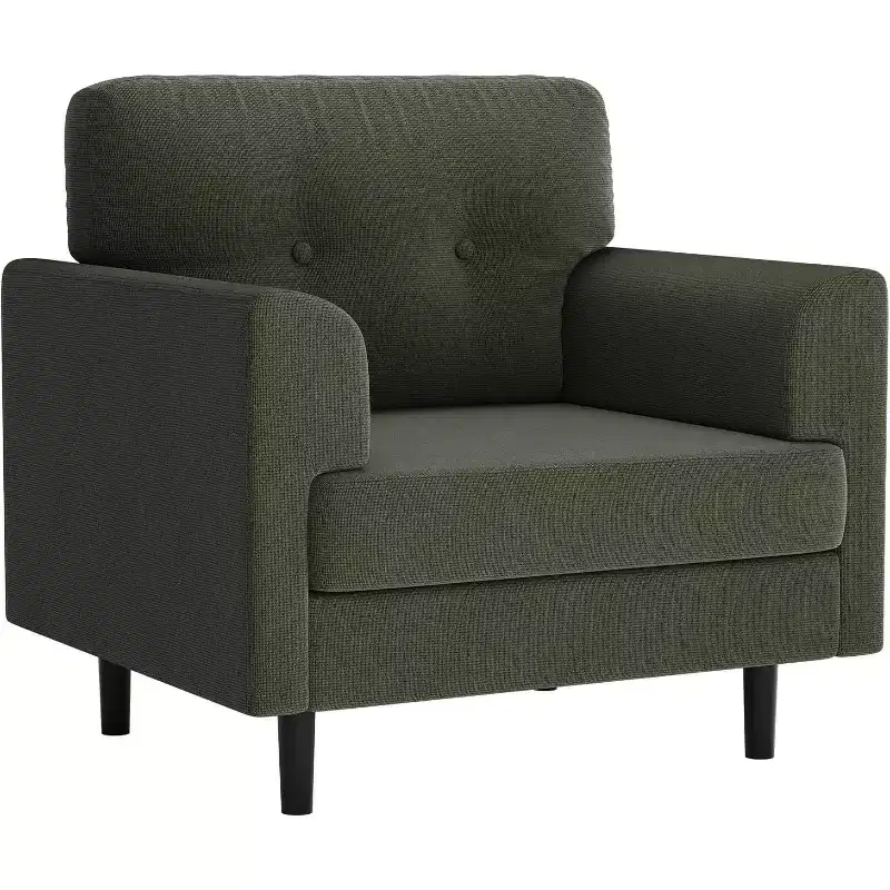 COZONY Linen Upholstered Accent Chair, High Density Foam Reading Lounge Chair for Living Room Bedroom Office