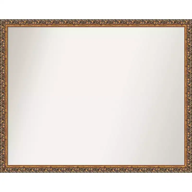 Amanti Art Antique Bronze Non-Beveled Wood Bathroom Wall Mirror