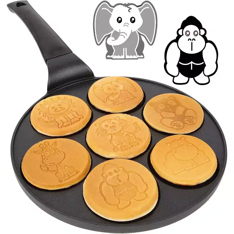 CucinaPro Animal Mini Pancake Pan - Make 7 Unique Flapjack Zoo Animals, Including a Elephant, Giraffe and More- Pan Cake Maker Griddle for Breakfast