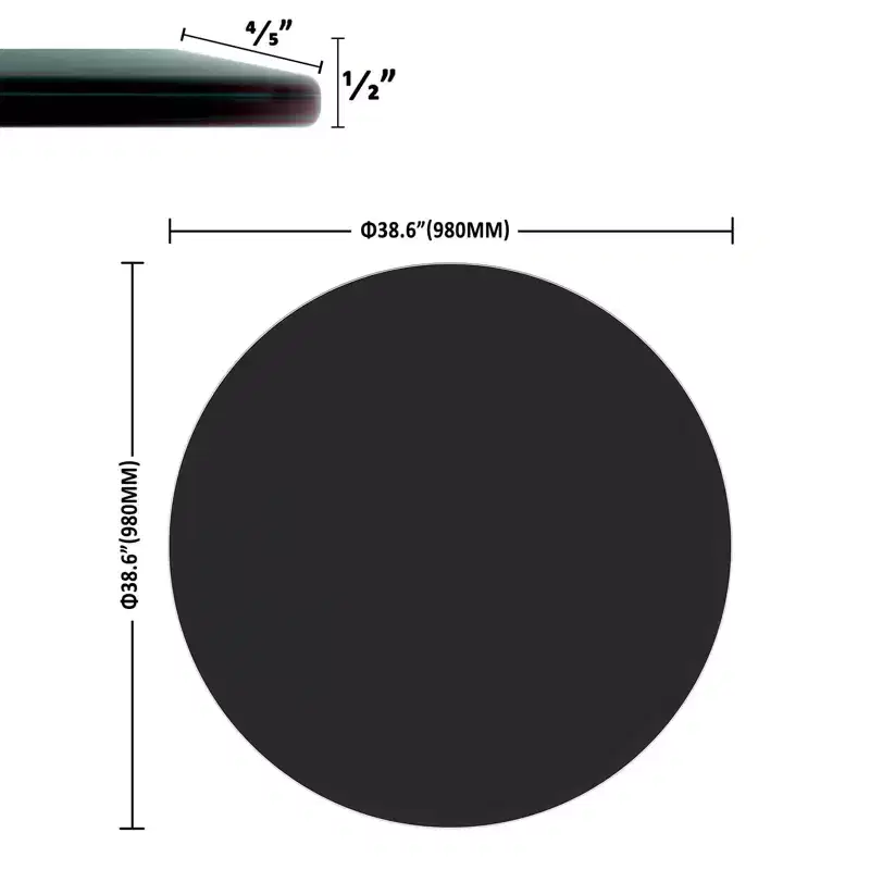 Round Tempered Glass Tabletop with Beveled Polished,for DIY Table, Dining Table, Coffee Table 1/2 Inch Thick 38.6 Inch Diameter