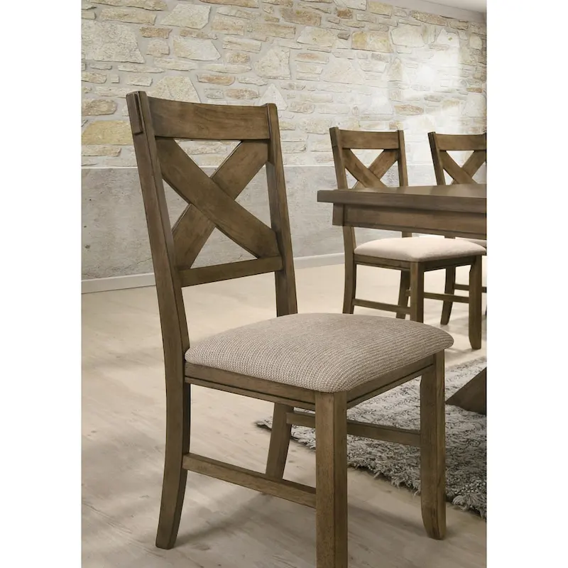 Raven Wood Fabric Upholstered Dining Chair (Set of 2)